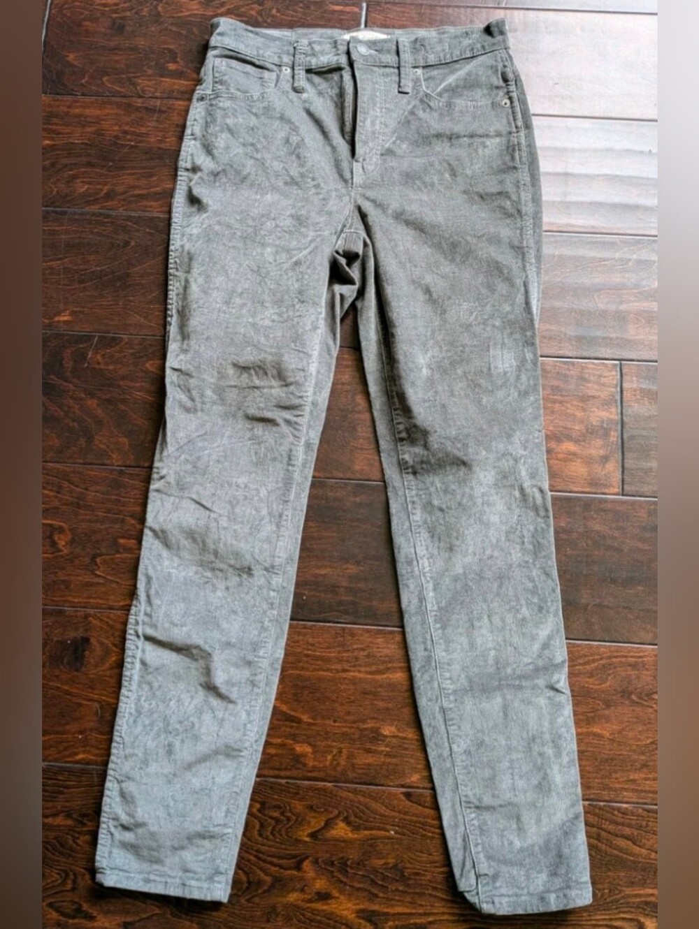 Madewell 10" High-Rise Skinny Corduroy Pants Smoked Graphite Grey Size 27
